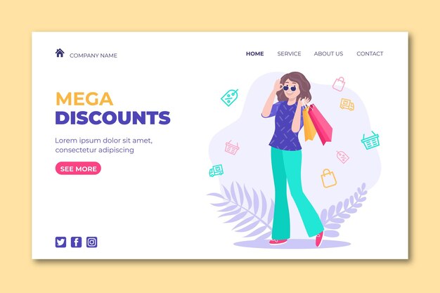 Free vector flat sale landing page template