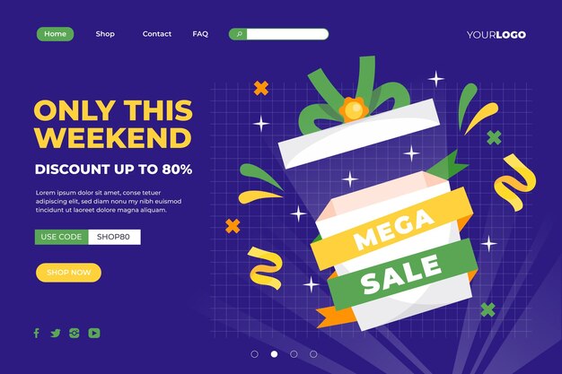 Free Vector flat sale landing page template