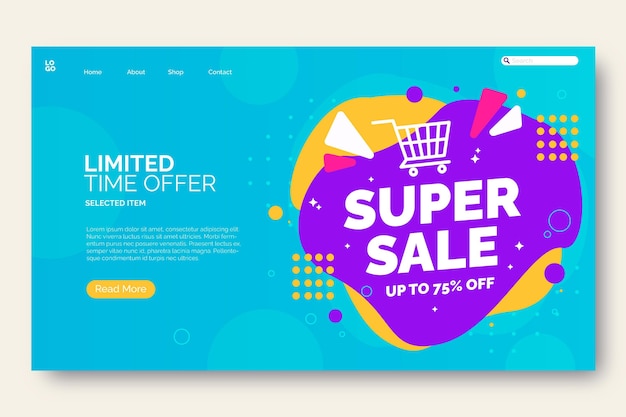 Free vector flat sale landing page template