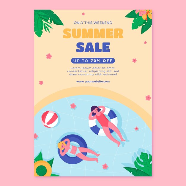 여름 시즌 플랫 판매 포스터 템플릿