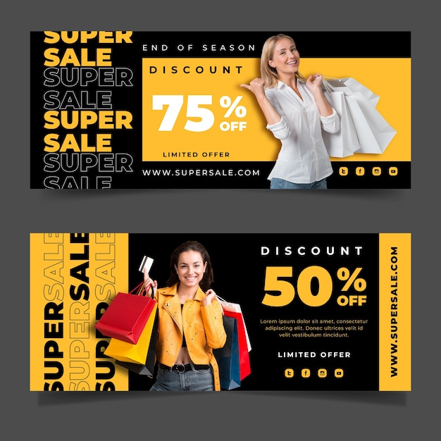 Free vector flat sales banners with discount