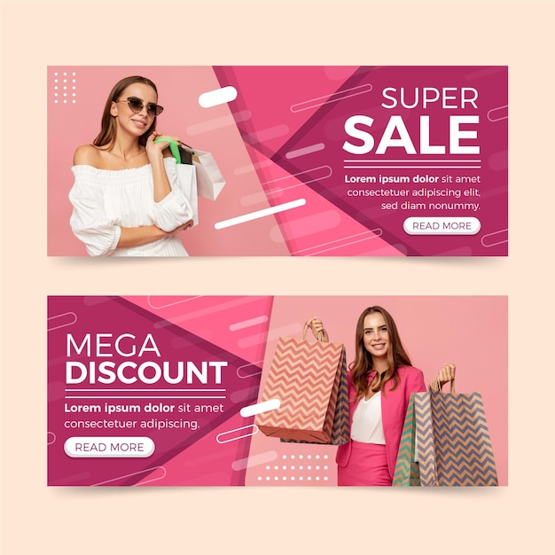 Flat sales banners with mega discount