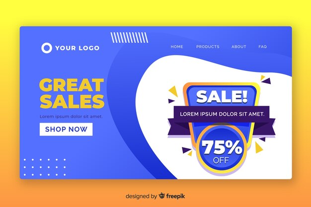 Flat sales landing page template