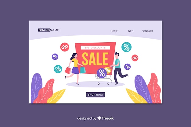 Flat sales landing page template