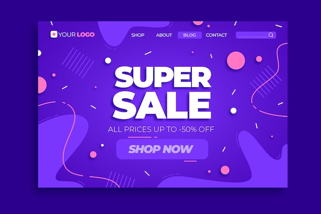 Flat sales landing page template Free Vector