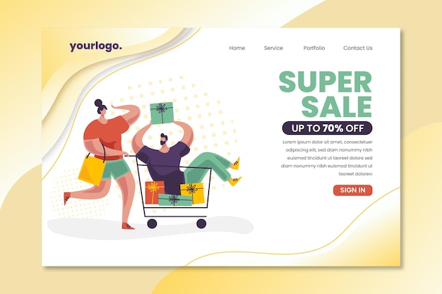 Free vector flat sales landing page