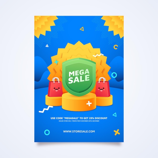 Flat sales poster design