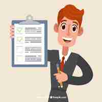 Free vector flat salesman with contract document