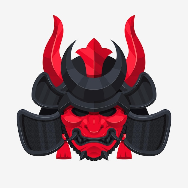 Бесплатное векторное изображение Плоская маска самурая