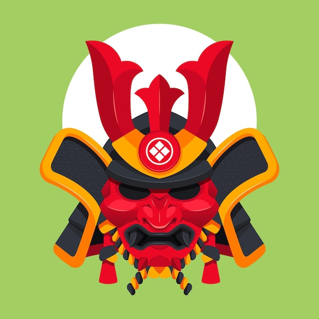 Flat samurai mask illustration