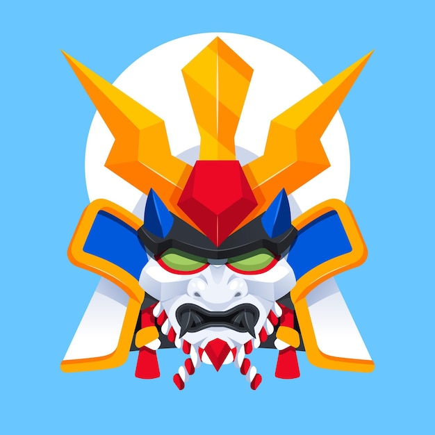 Flat samurai mask illustration