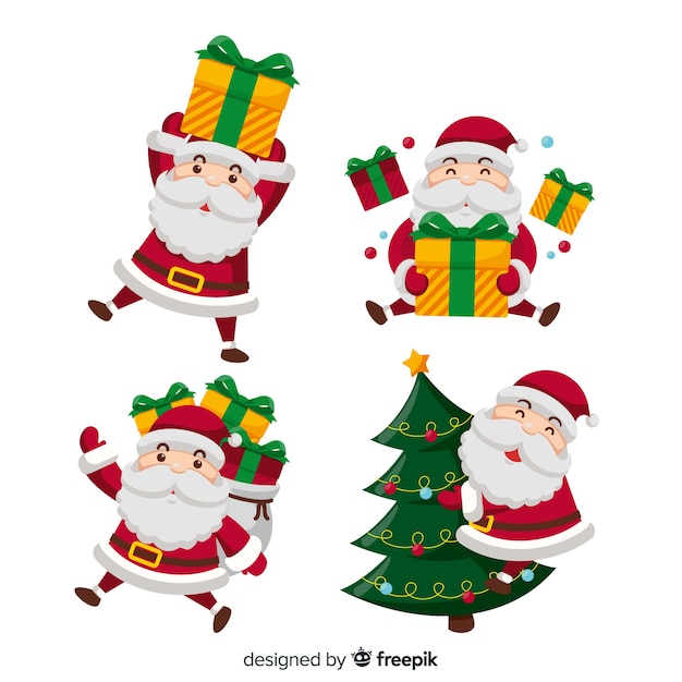 Flat santa claus character collection