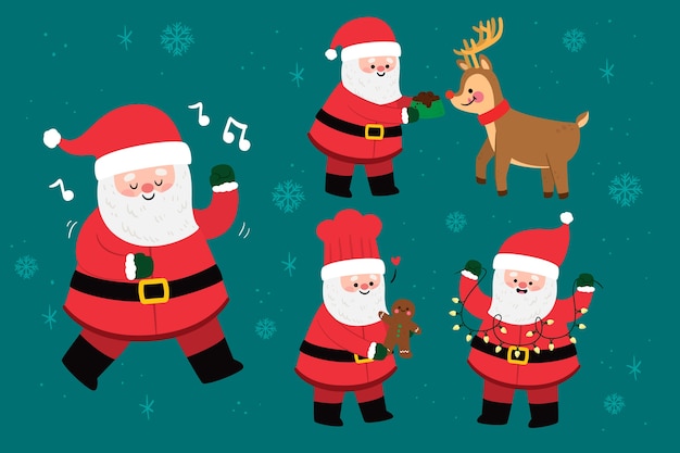 Flat santa claus character pack