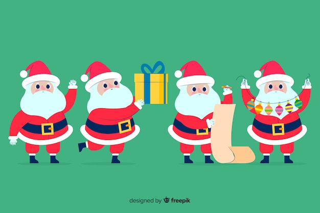 Flat santa claus character set