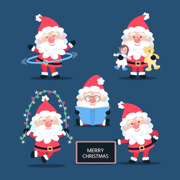 Free vector flat santa claus characters collection