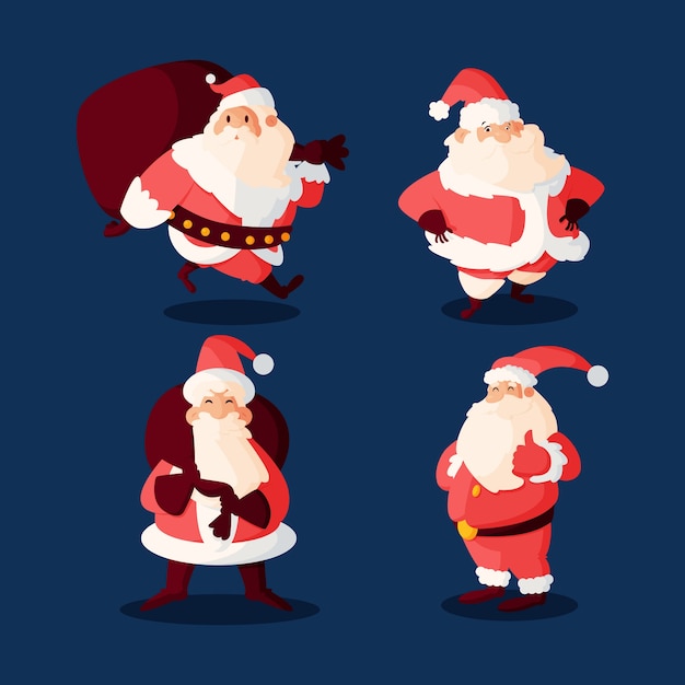 Vettore gratuito collezione di personaggi di babbo natale piatto