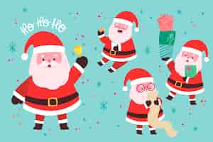 Free vector flat santa claus characters collection