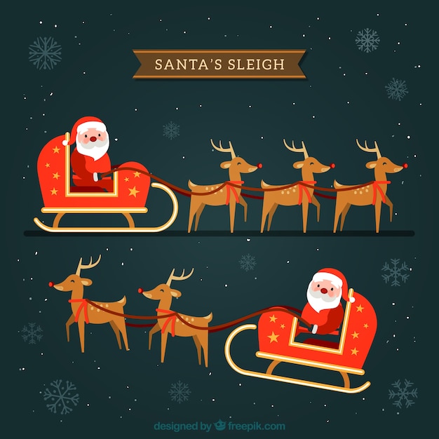 Free vector flat santa claus sleigh pack