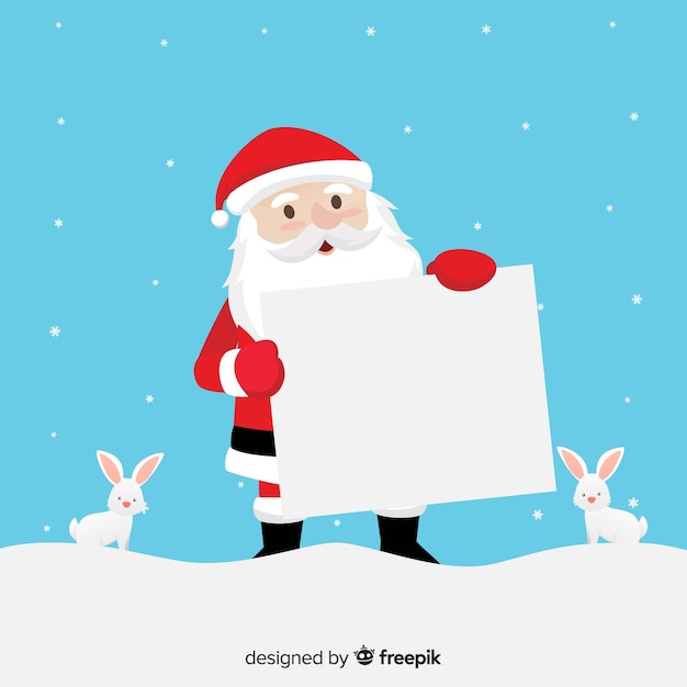 Flat santa holding blank sign