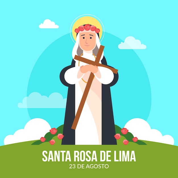 Illustrazione piatta di santa rosa de lima