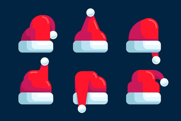 Free vector flat santa's hat collection