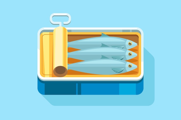 Illustrazione di pesce sardine piatto