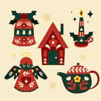 Free vector flat scandinavian christmas elements collection