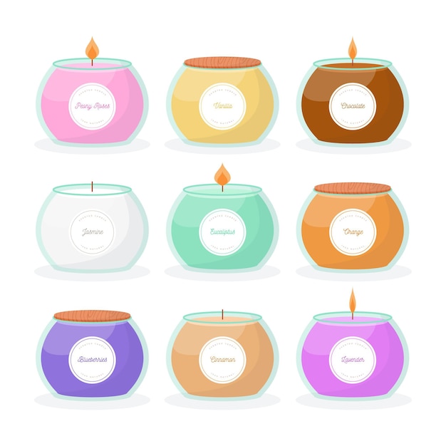 Free vector flat scented candle collection