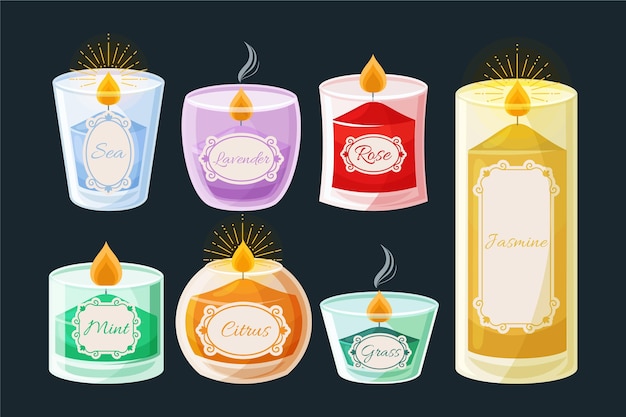 Flat scented candle set