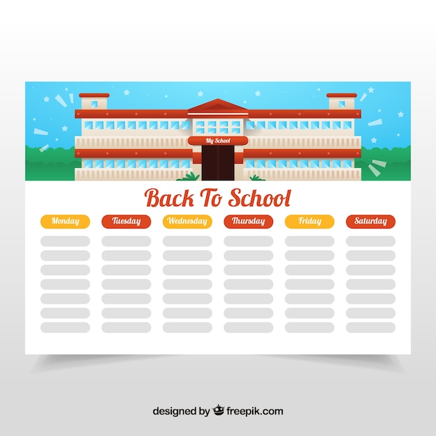 Free vector flat schedule and school building