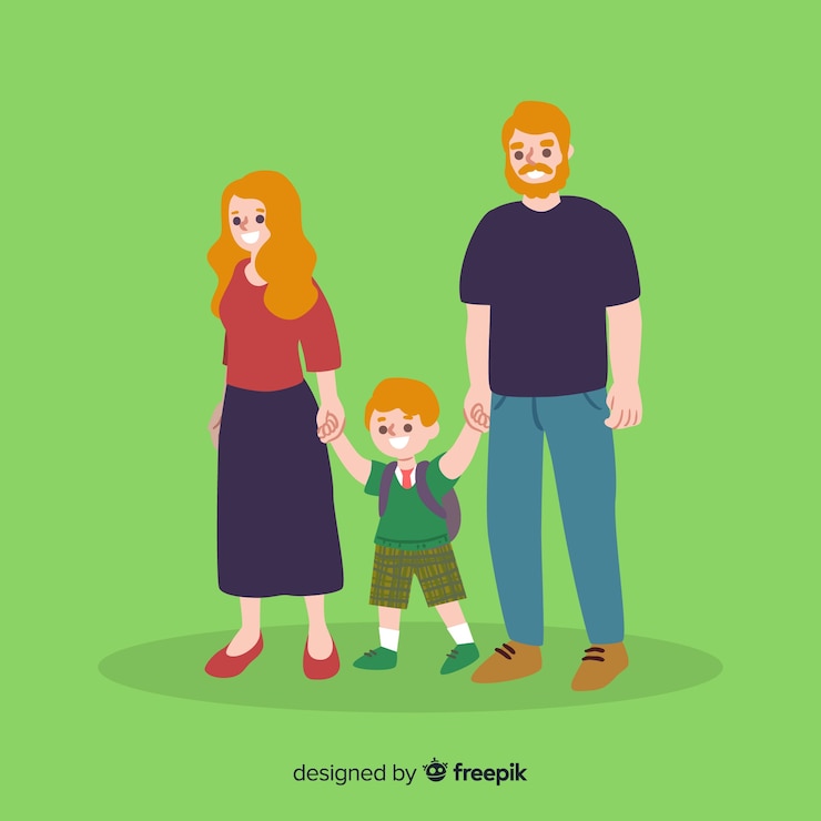 Free Vector flat school children with parents 