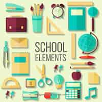 Free vector flat school elements