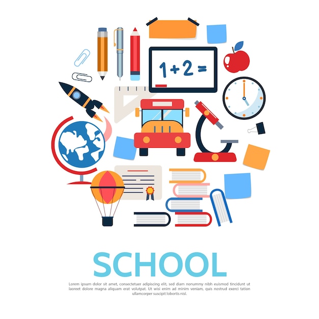 Flat School Round Concept – Free Vector Templates
