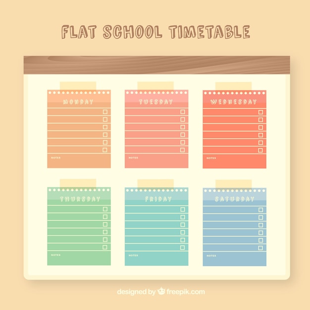 Flat school timetable template