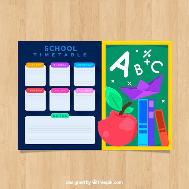 Free vector flat school timetable