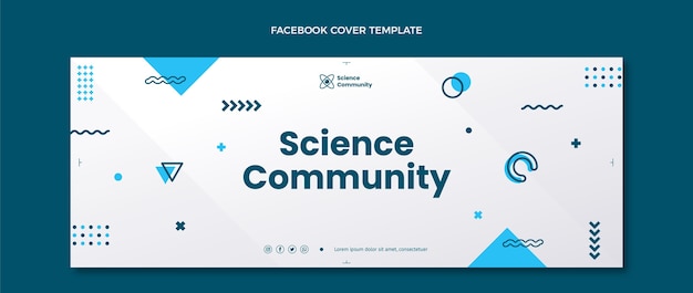 Vettore gratuito modello di copertina di facebook di scienza piatta