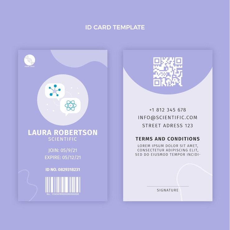 Free Vector flat science id card template