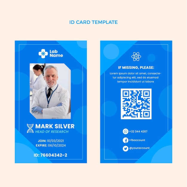 Free vector flat science id card template