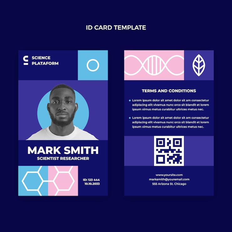 Free Vector flat science id card template