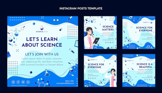 Free vector flat science instagram post