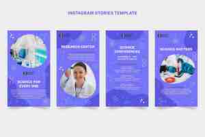 Free vector flat science instagram stories collection