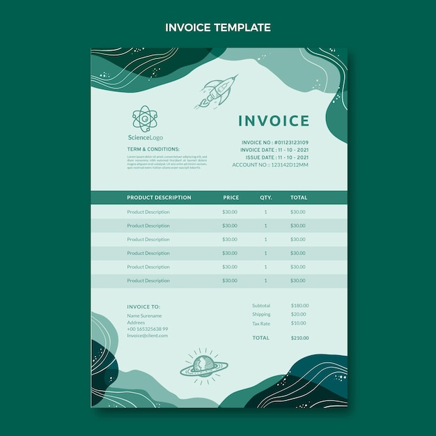 평면 과학 송장 템플릿