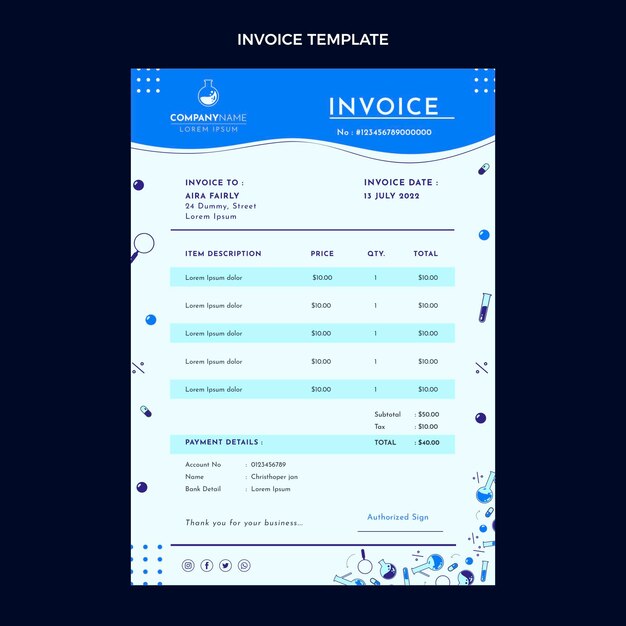 Flat science invoice