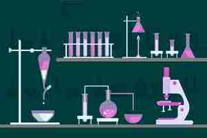 Vettore gratuito concetto di laboratorio di scienza piatta