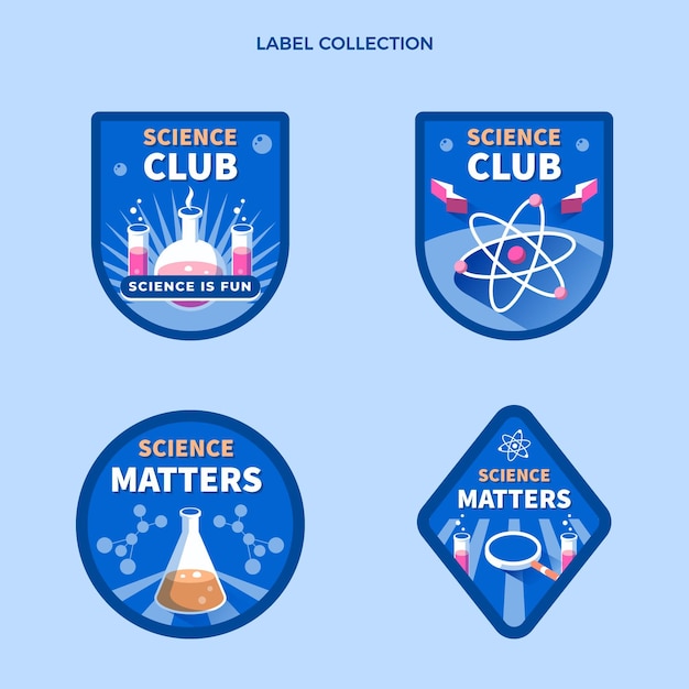 Flat science label collection