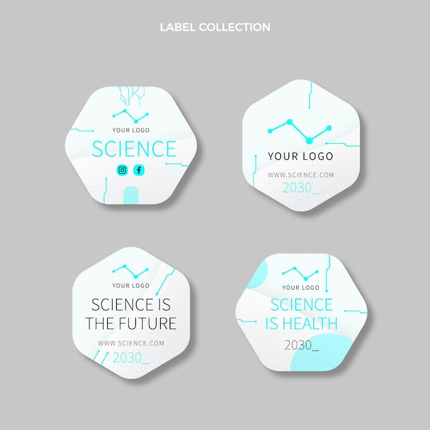 Flat science label collection