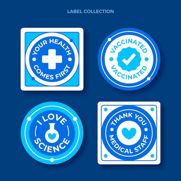 Free vector flat science labels collection