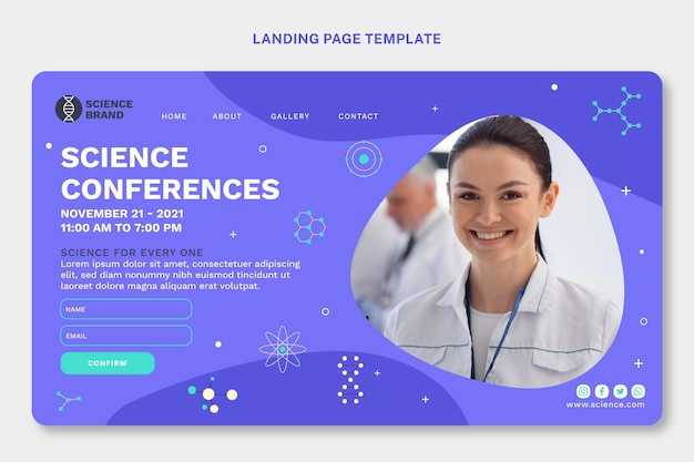 Flat science landing page template