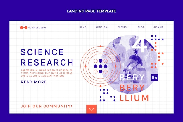 Flat science landing page template
