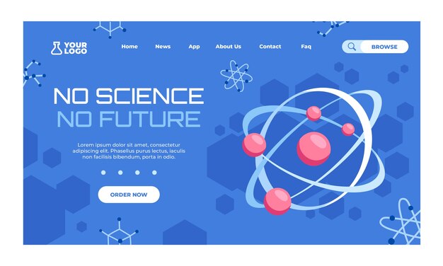 Modello di pagina di destinazione della scienza piatta